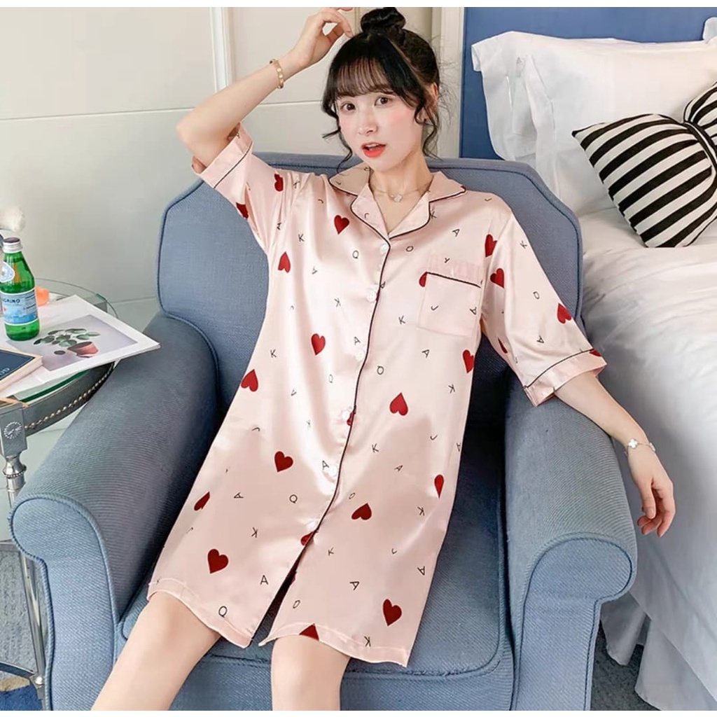 TELLY ➡️ 327 Daster Satin Import Premium Baju Tidur Wanita