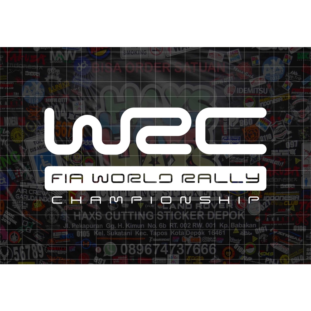 Cutting Sticker Logo WRC World Rally Championship Kaca Mobil Ukuran 15