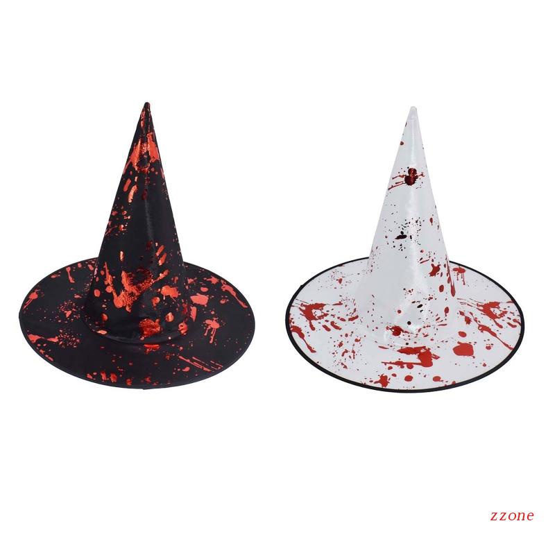 Topi Penyihir Motif Print Tangan Darah Untuk Kostum Halloween