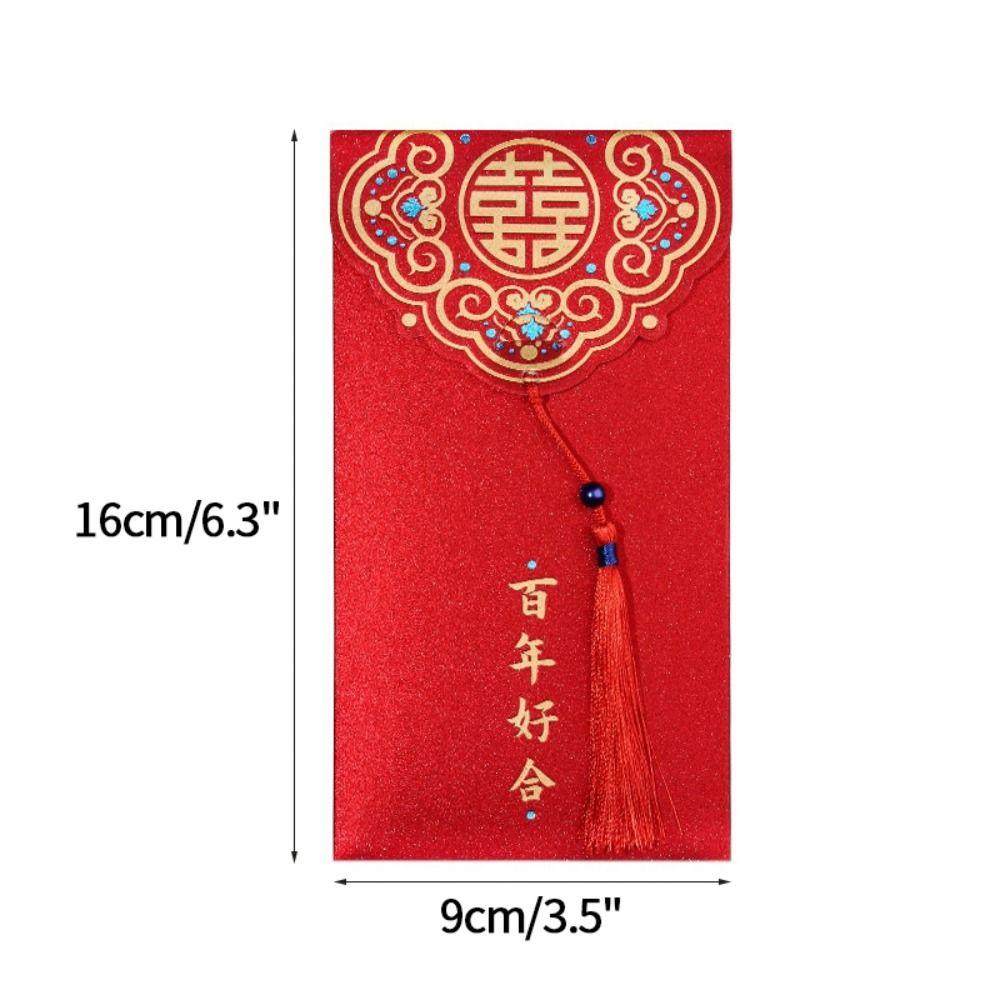 Mxbeauty Amplop Merah Imlek Merah Klasik Spring Festival Wedding 10pc Hongbao Paket Uang