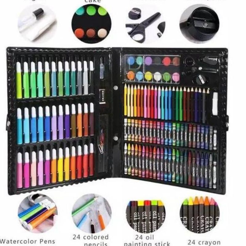 Pensil Warna Crayon Set 208 Pcs Alat Menggambar Mewarnai Anak PENCIL CRAYON ANAK LENGKAP