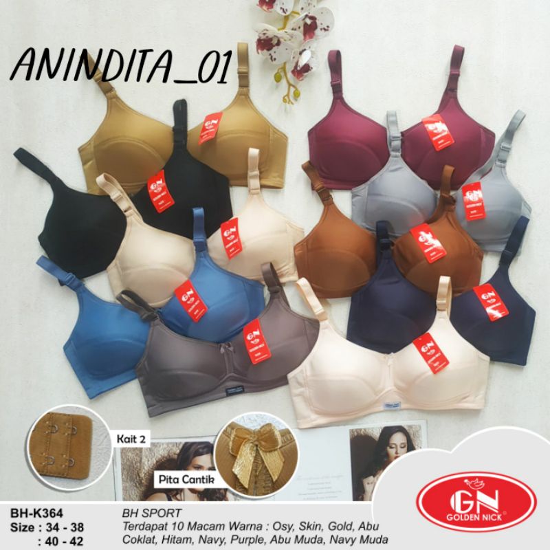 BH GOLDEN NICK K364 & K370 GROSIR | Bra Sport Golden Nick | Sport Bra Tanpa Kawat