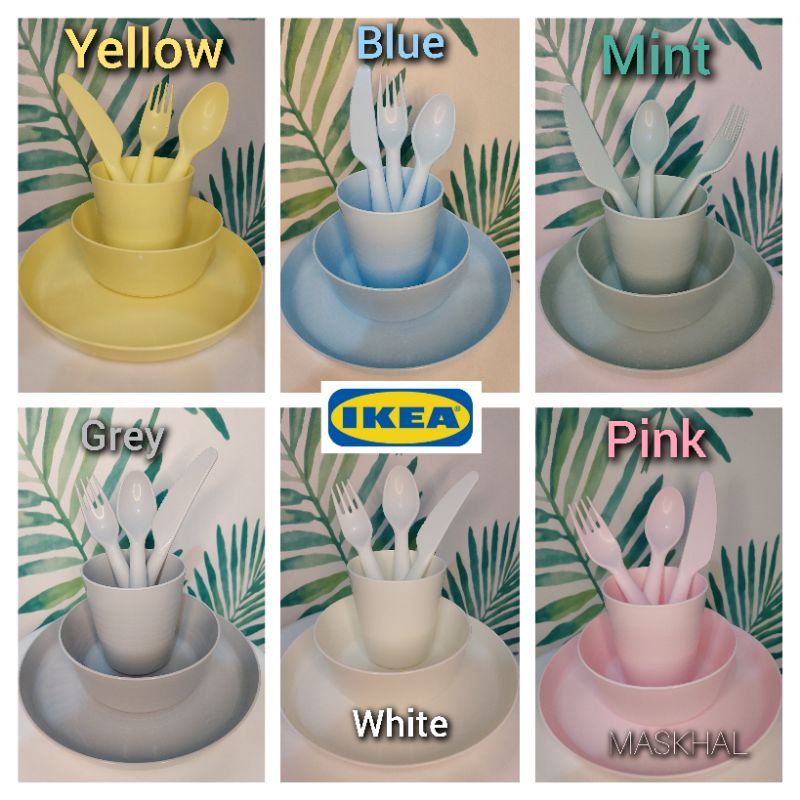 KALAS IKEA SET ALAT MAKAN PLASTIK ANAK PIRING MANGKOK GELAS SENDOK GARPU