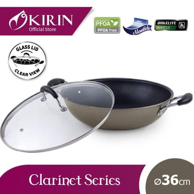 KIRIN Kuali Telon Wok CLARINET 36 cm - Teflon Classic 2.3 mm