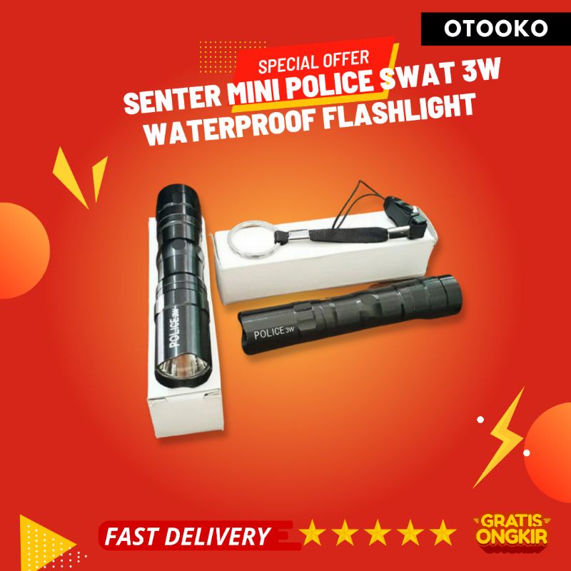 Senter Mini Police Swat 3w LED Cree 3w Waterproof Flashlight Swatt