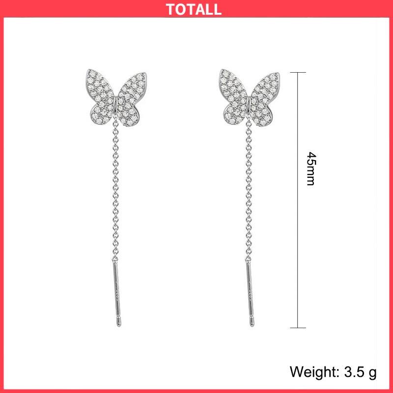 COD Anting Kupu-kupu Yang Dibor Penuh Rumbai Panjang Garis Telinga Mewah Bermutu Tinggi Wanita-Totall