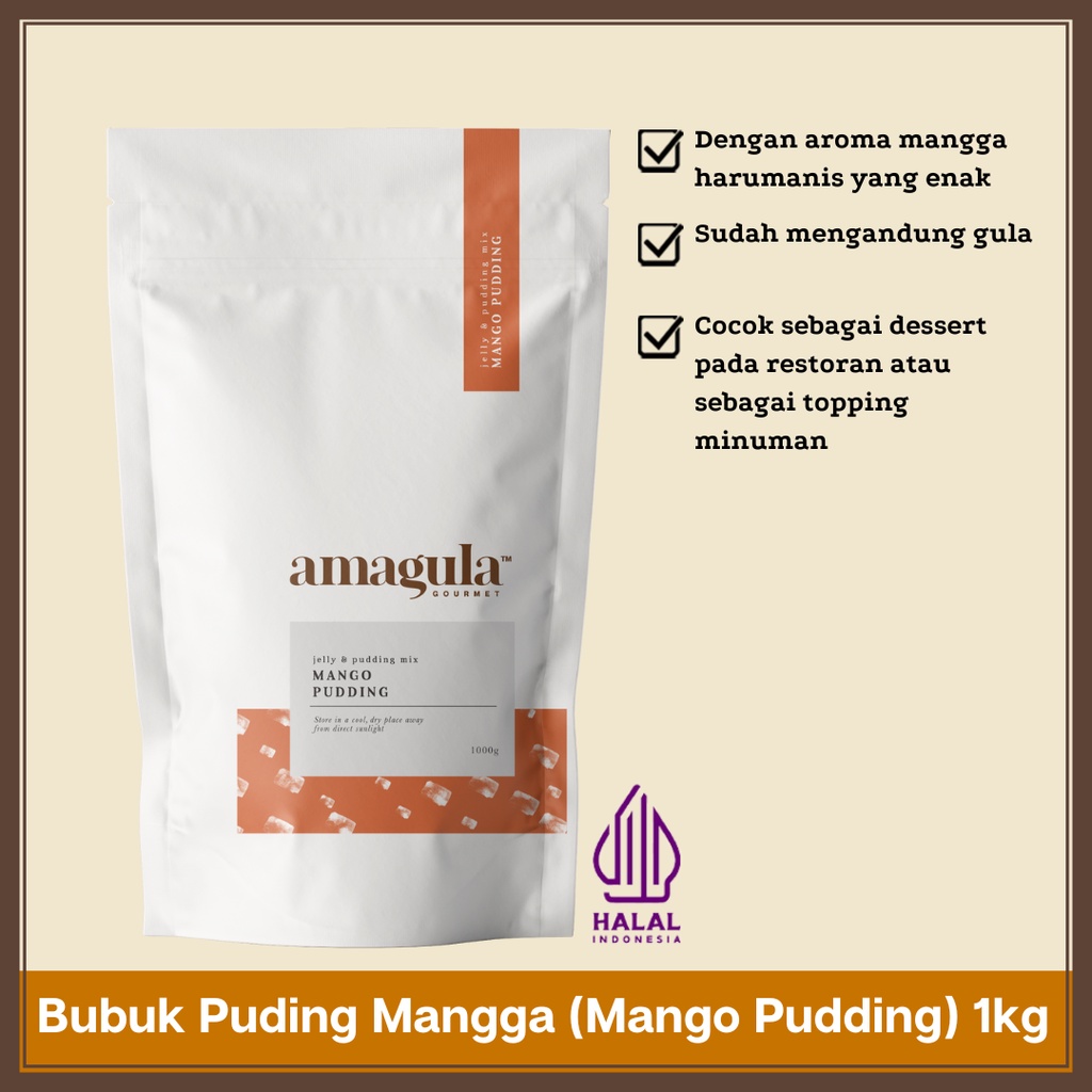 

AMAGULA BUBUK PUDING RASA MANGGA/ MANGO PUDDING MIX/ PREMIX 1000G (1KG) - UNTUK TOPPING MINUMAN BOBA KEKINIAN DAN DESSERT – HALAL