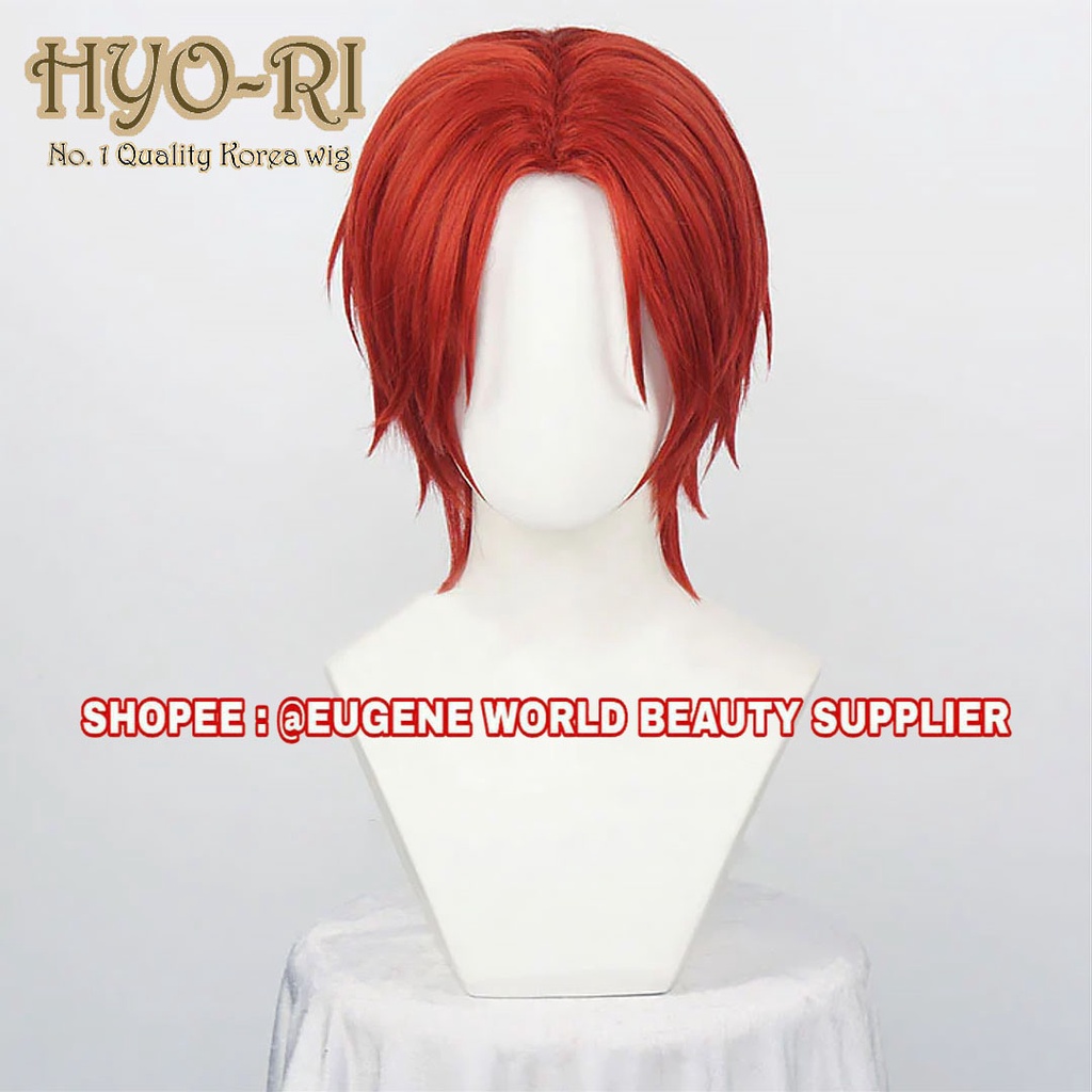 READY STOCK - WIG SHANKS WIG COSPLAY ANIME ONE PIECE WIG COWO COWOK PRIA LURUS PENDEK RED MERAH RED 