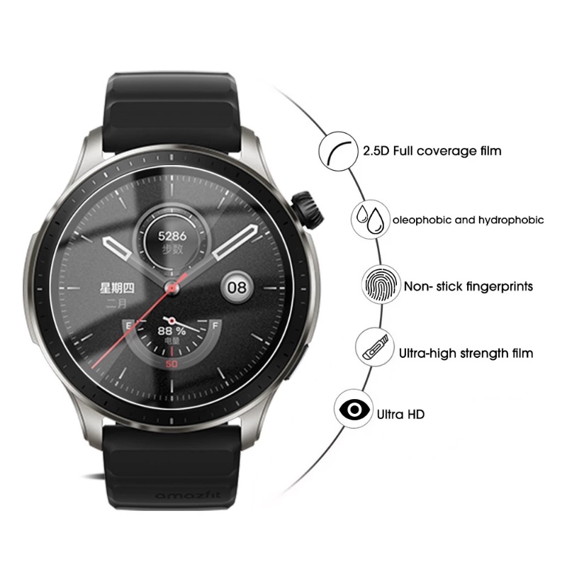 Pelindung Layar Tempered Glass Anti Gores Untuk Smartwatch Amazfit GTR 4 / HD GTR4