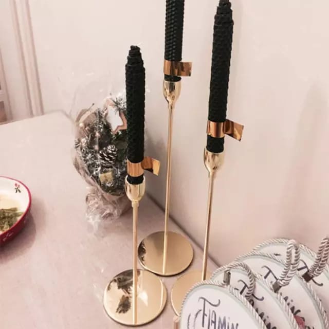 Tempat Lilin Metal Steel Gold Minimalis SET ISI 3 PCS