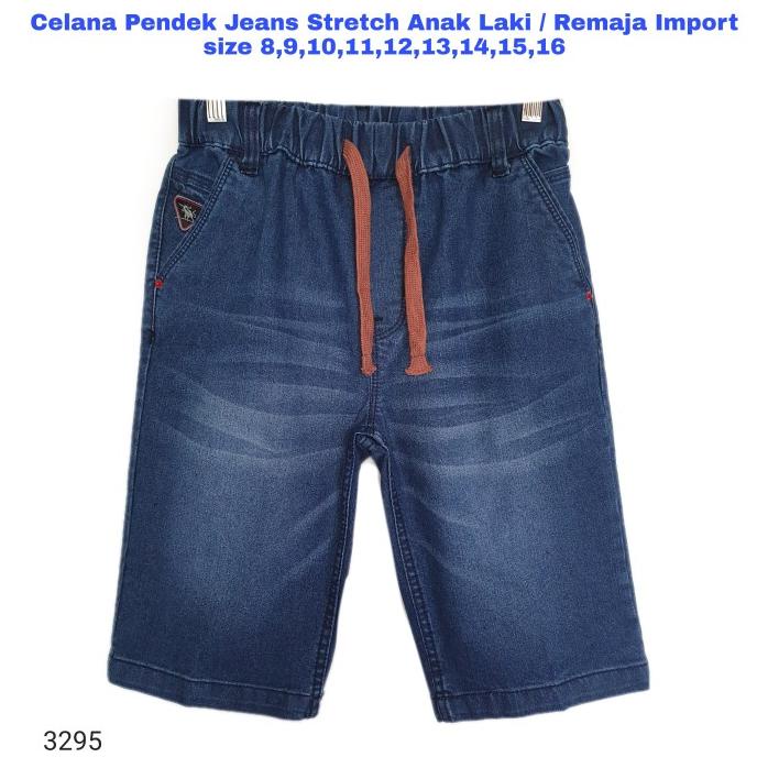 Celana Pendek Jeans Stretch Anak Laki Import 7-16 Thn Remaja Tanggung
