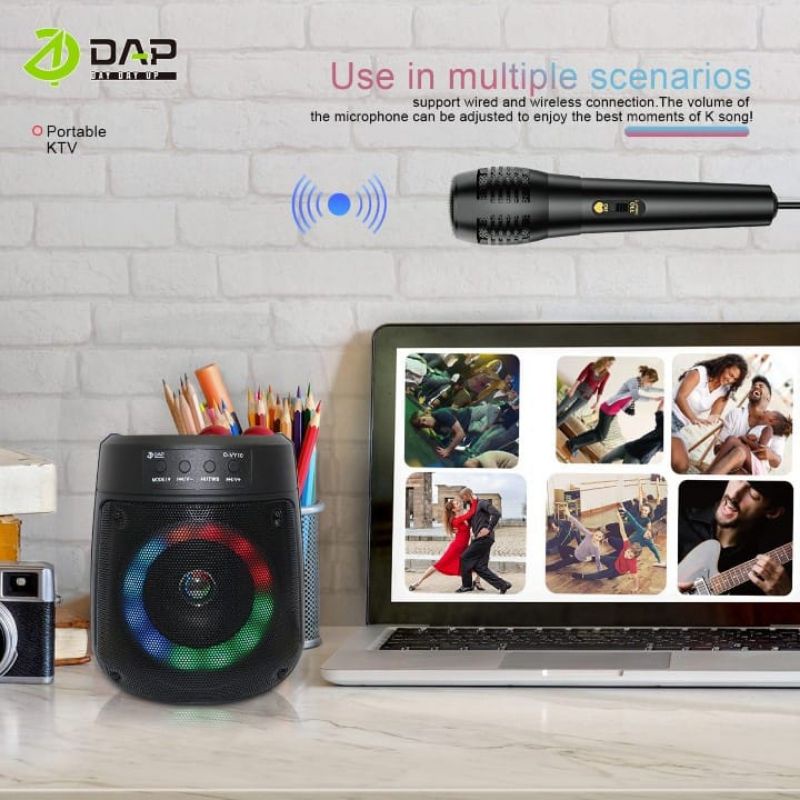 Dap Spiker Bluetooth D-Vy10 Karoke Free Mic 4 Inchi / Salon Aktif Portable  Radio Fm Mp3 Super