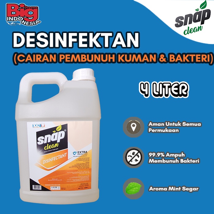 Disinfektan Cairan Desinfektan Snap Clean 4 Liter