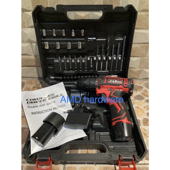 Mesin Bor Bor Baterai Cordless Drill Set +Mata Bor Jld 12V (Makita/Dewalt/Bosch)