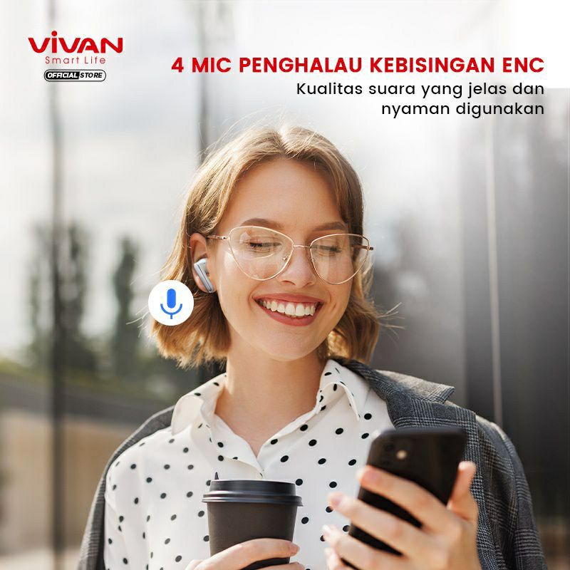 Headset Bluetooth Vivaa Life 200NC TWS Earphone Wireless 5.3 Original
