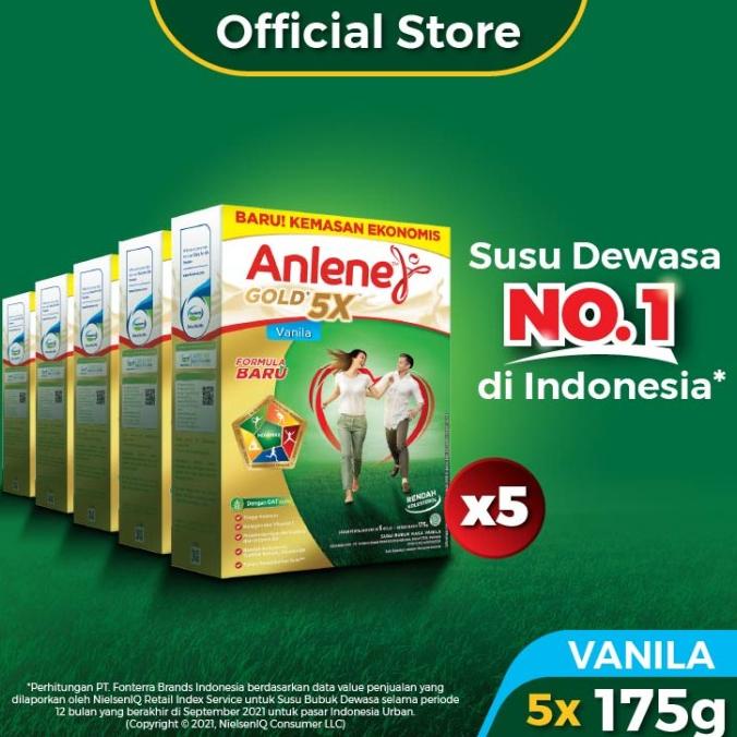 

[ COD ] Anlene Gold 5X Susu Bubuk Vanila 5 x 170g-Tulang, Sendi & Otot