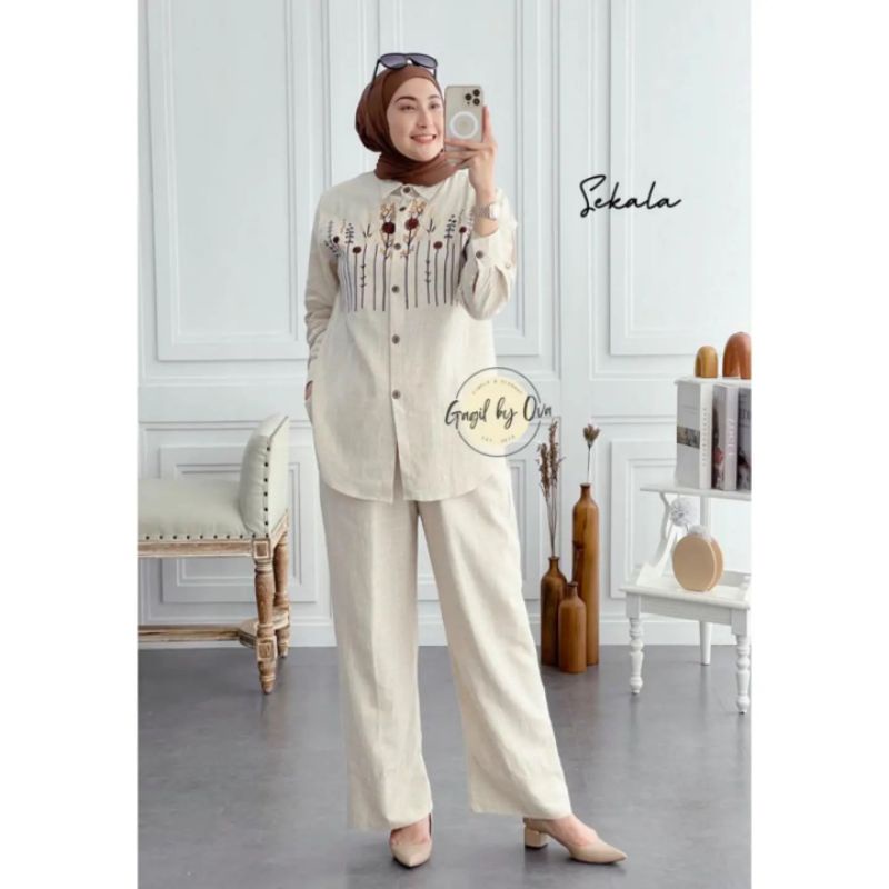 SEKALA SET CRINKLE AIRFLOW MIX BORDIR/SETELAN MUSLIM WANITA MODERN FIT L XL/SETELAN WANITA APLIKASI BORDIR TERLARIS 2023/FAR MOLEMSTORE