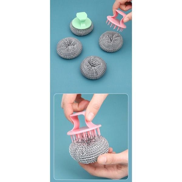 Spon Kawat Cuci Piring Stainless Steel Sponge Dapur Dengan Gagang Mudah Di Pegang