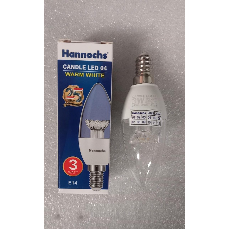 Hannochs Candle LED WW 3W E14/E27 Clear Frosted