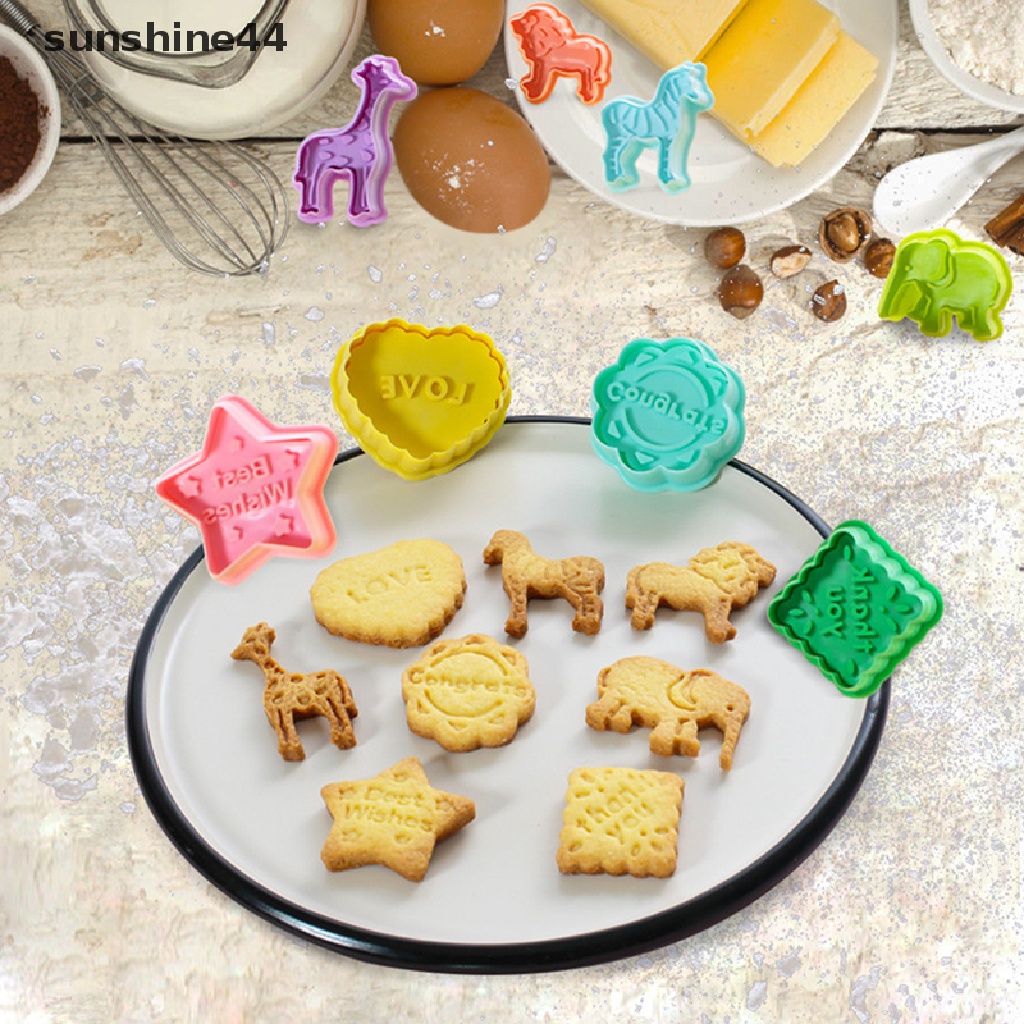 Sunshine 4Pcs Cetakan Pemotong Kue / Biskuit Bentuk Stempel