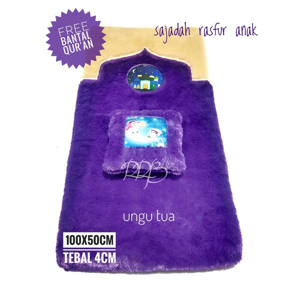 Mubarokkidstore - sajadah anak bulu rasfur tebal ukuran 100x50X4cm busa royal foam