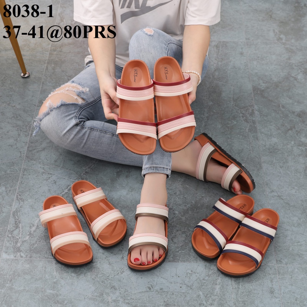 SANDAL WANITA SLOP BAN 2 8038-1 HYS NEW SENDAL SLIP ON KARET JELLY WANITA 37 – 41 HARGA GROSIR