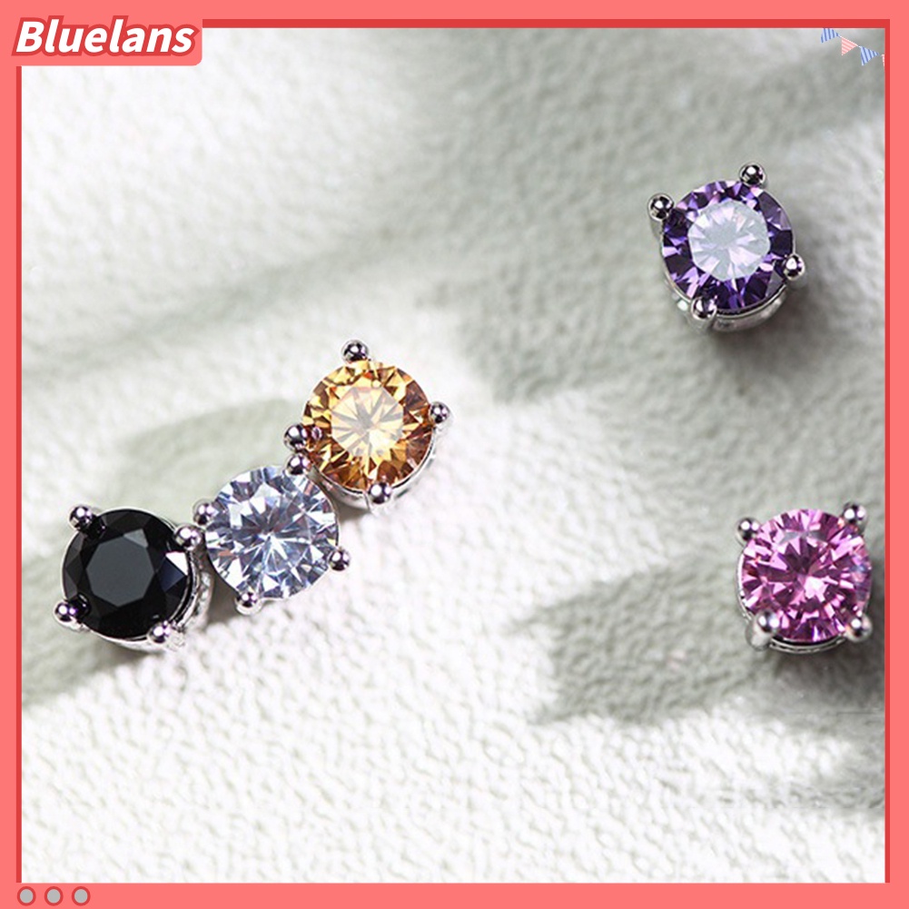 Bluelans Anting Stud Magnetik Tanpa Tindik Aksen Berlian Imitasi Untuk Pria Dan Wanita