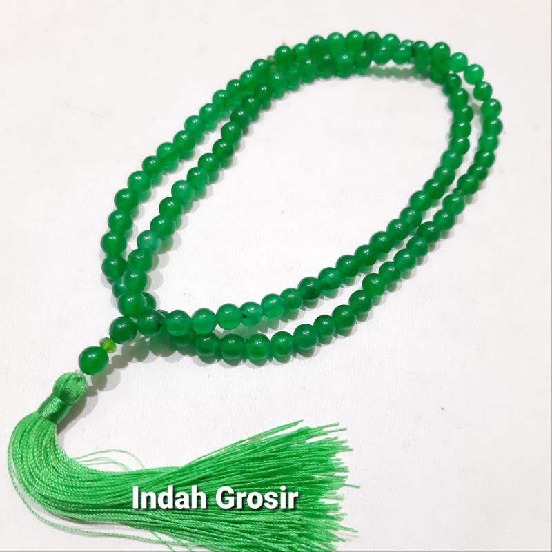 Tasbih Batu Giok Hijau Kristal 6mm 99Butir Natural