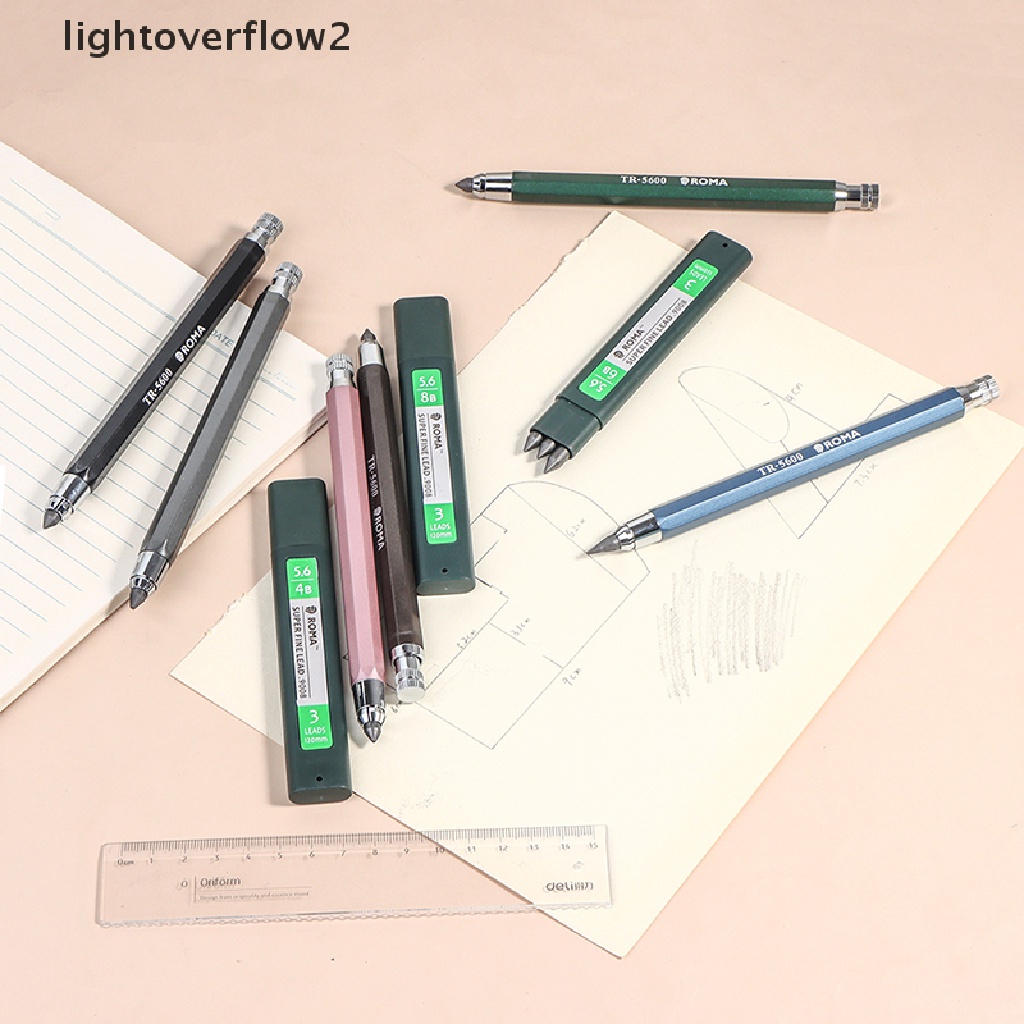 (lightoverflow2) Pensil Mekanik Otomatis 5.6MM + Arang Graphite 4B 6B 8B