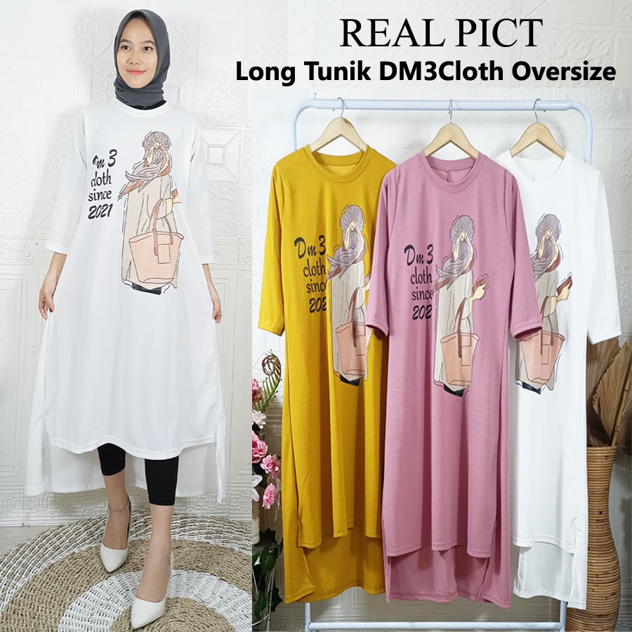 LONG TUNIK DMTIGACLOTH DRESS OVERSIZE WANITA CANTIK BY CARLINA