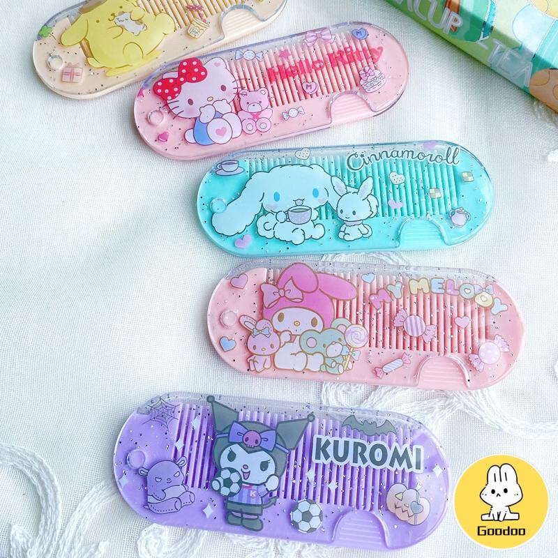 Sisir Kecil Plastik  Kartun Lucu Lipat Portabel Sisir Poni  Kuromi Melody Cinnamoroll Kitty -Doo