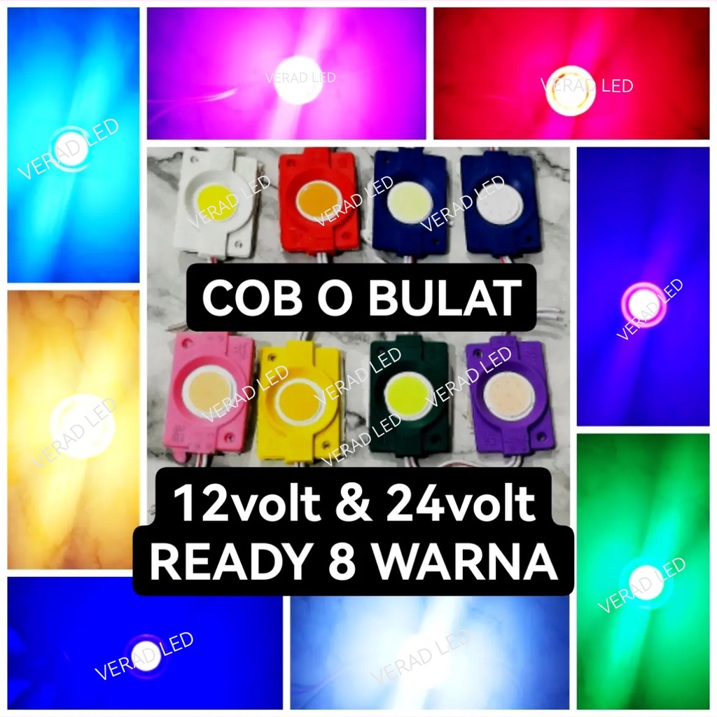 Lampu LED Variasi 1 satu mata COB BULAT O super terang variasi bus truk tronton mobil motor 12 Volt 24 Volt