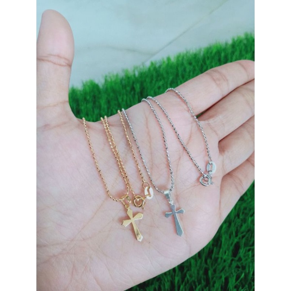 KALUNG PERAK ASLI SILVER 925 LAPIS EMAS/KALUNG BIIJILADA+LIONTIN SALIB POLOS/ASLI SILVER/FASHION WANITA TERBARU
