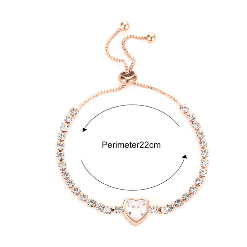 COD✨ Gelang Fashion Rose Gold Love Zircon Gelang Wanita Segar Dan Sederhana / Gelang Fashion Wanita All-Match Temperamen Bulat Berlian Imitasi Serut