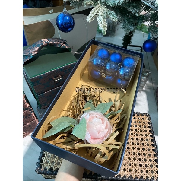 HARDBOX KOSONG edisi NATAL Blue Gold Christmas 30 x 15 x 7 cm kado natal