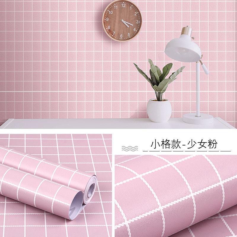 Wallpaper Dinding Stiker Motif Kotak Warna Pink Mewah Elegan Premium Modern