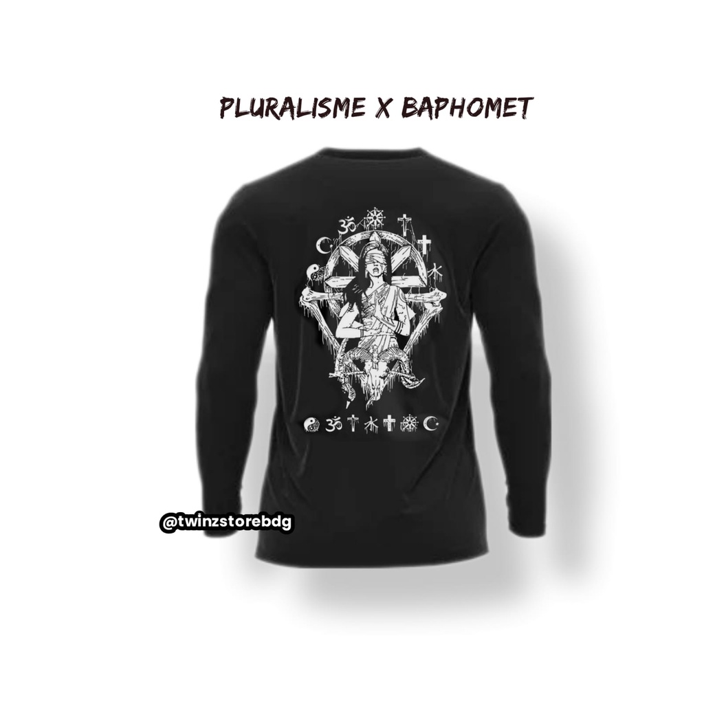 Kaos pria kaos pluralisme Baphomet lengan panjang