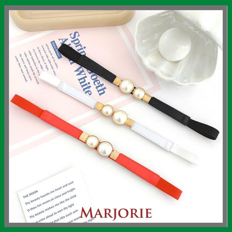 Temperamen Retro Pearl Sepasang Ladies Thin Belt Dresses Loose Elastic Belt Terhubung Segel Pinggang Sempit Sodoo-MJD