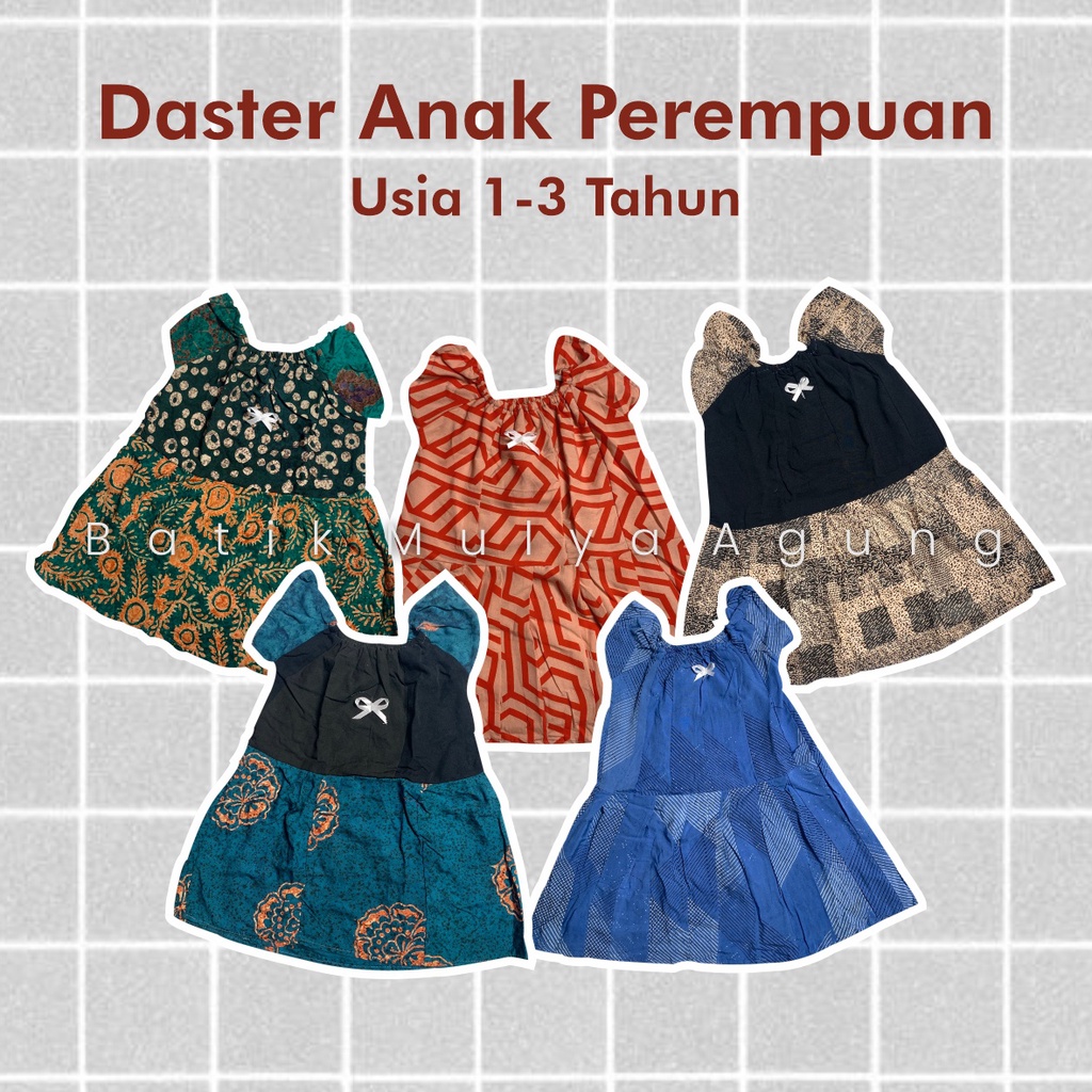 Daster Anak Perempuan - Dress Anak - Daster Anak / Bayi Usia 1-3 Tahun - Batik Mulya Agung