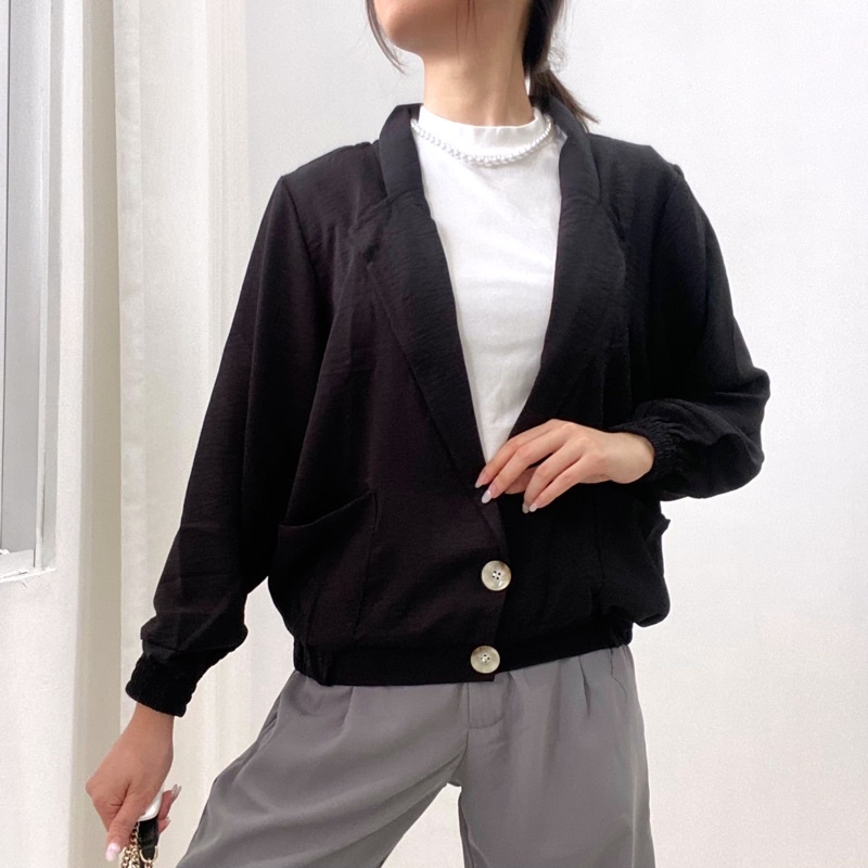 JUCY Outer Pocket Blouse / Outer Kancing Wanita / Outer Hijab Wanita / Blazer Kerja Wanita 0401