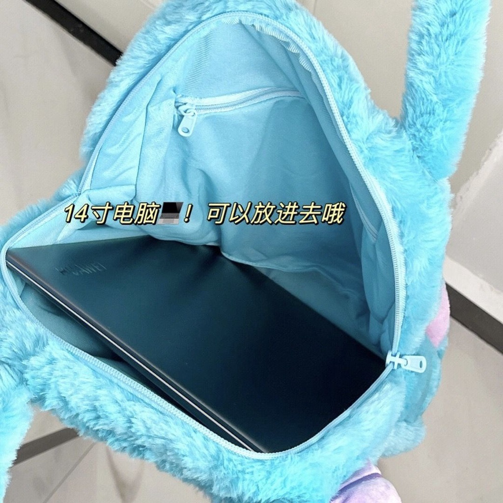 ✥✷Sera 2022 Baru Tas Bulu Kapasitas Besar Bulu Lucu Monster Kartun Sullivan Tote Bag Kapasitas Besar Tas Bahu Wanita