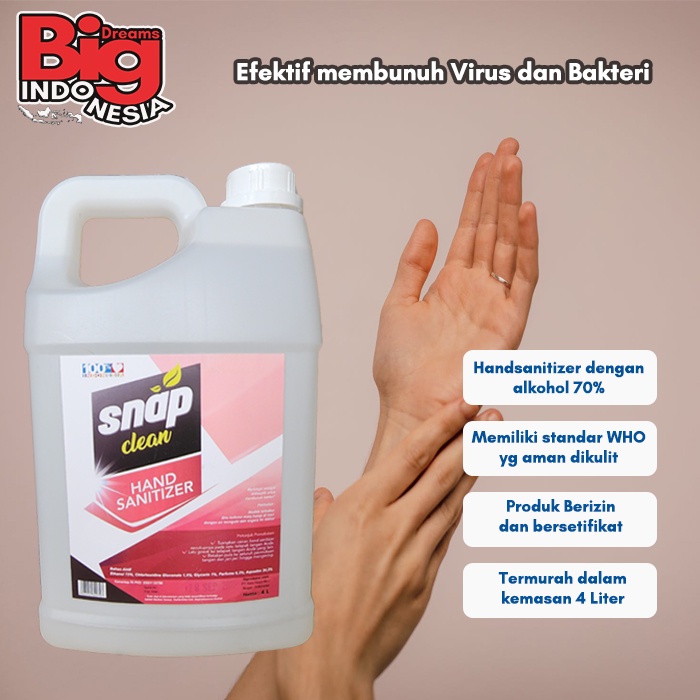 Hand Sanitizer Cair Snap Clean 4 Liter