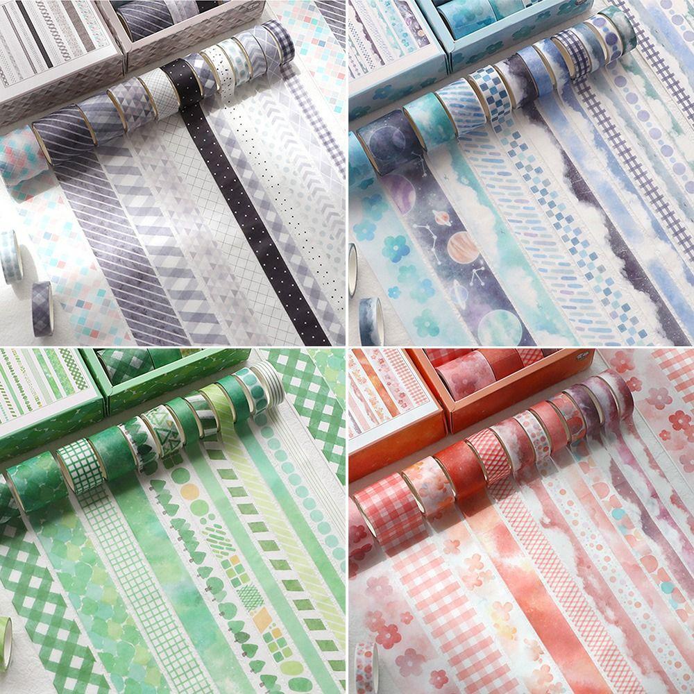 Nanas 12Rolls /Set Washi Tape Kreatif Alat Tulis Kualitas Tinggi Scrapbooking Gadis Hati Kecil Segar INS DIY Bahan