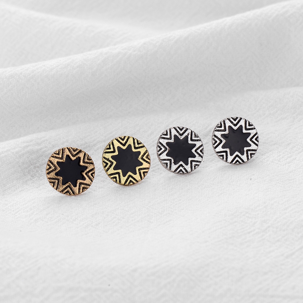 LRC Anting Tusuk Fashion Ancient Gold Geometric Round Sun Drop W7411