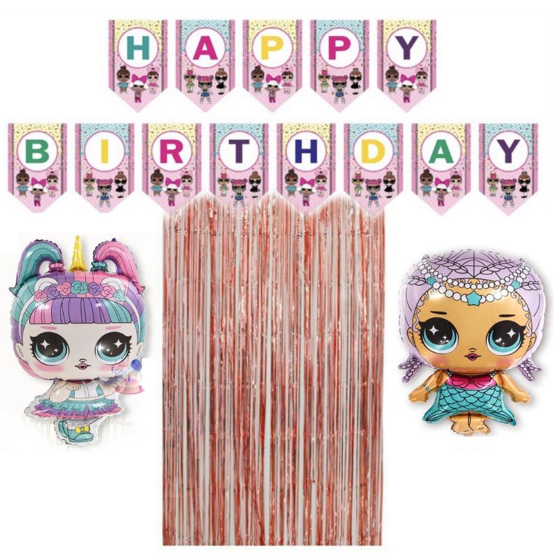 LOL Paket perlengkapan dekorasi pesta ulang tahun LOL perlengkapan pesta ultah anak tema LOL balon L