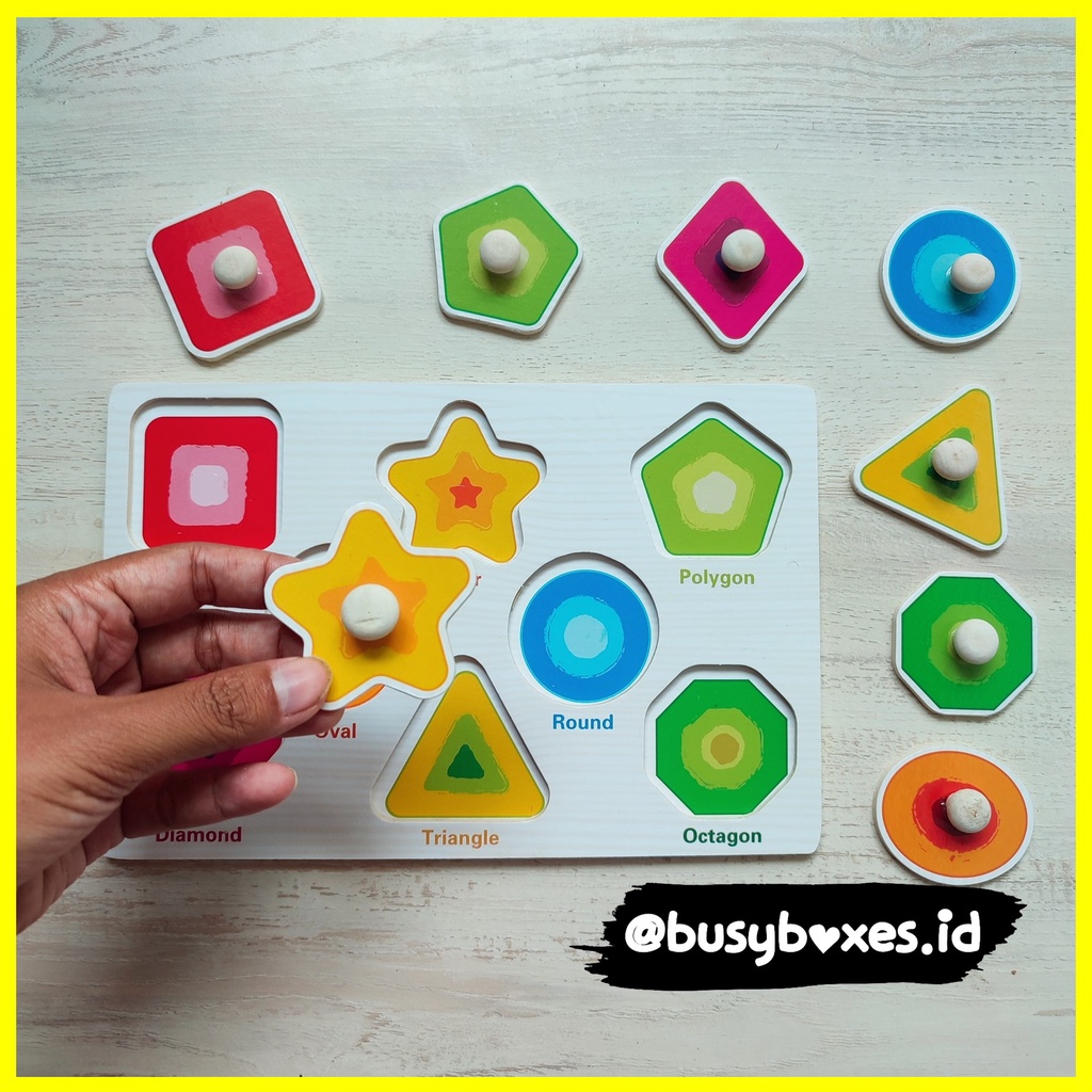 Busyboxes.id Mainan anak edukasi anak 1 2 3 tahun laki laki perempuan mainan edukasi Montessori puzzle jigsaw 3d kecil geometri bentuk dasar