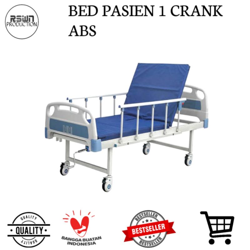 Bed Pasien 1 Crank ABS || Tempat Tidur Pasien 1 Crank ABS