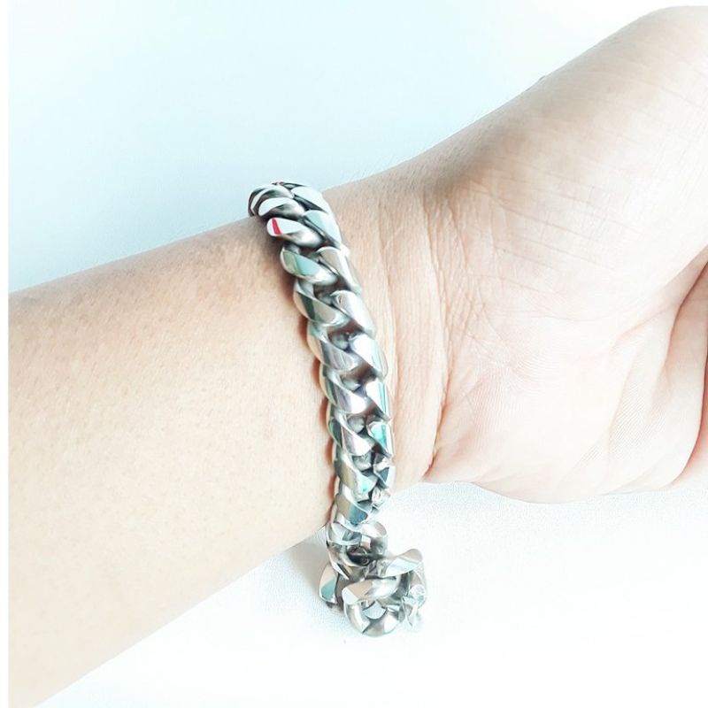 Gelang rantai besar 4 mm baja putih