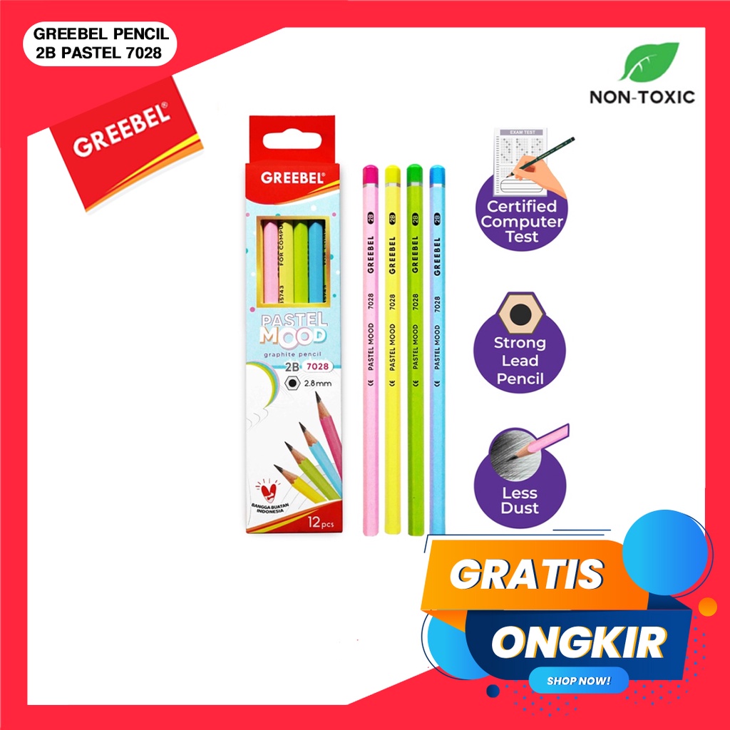 GREEBEL 7028 PENCIL 2B PASTEL NOOD  (12PCS/SET)