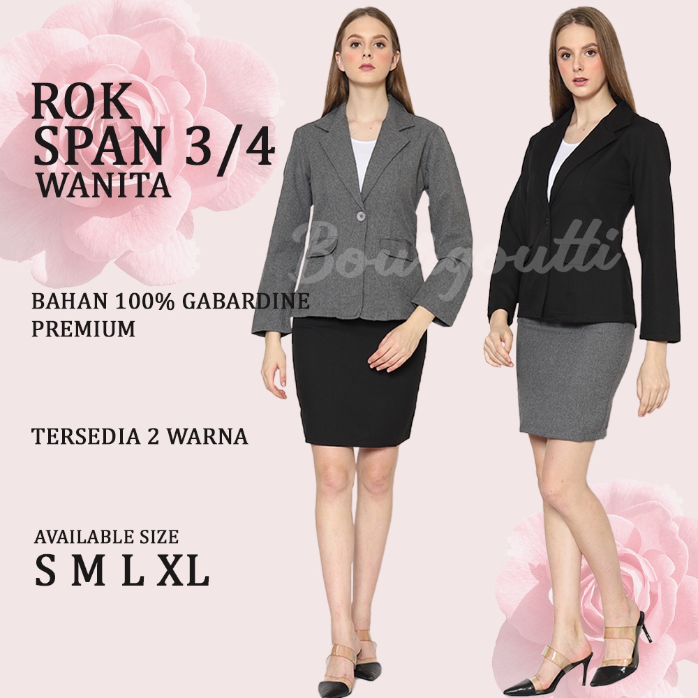 Rok Mini Wanita Atas Lutut 3/4 Span Rajut Premium KOREA Kantor Pendek Paha Pensil / Sepan Hitam Abu 